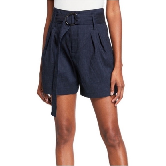 Elie Tahari Pants - Elie Tahari Genna High Waisted Navy Belted Shorts Size 10 NWT